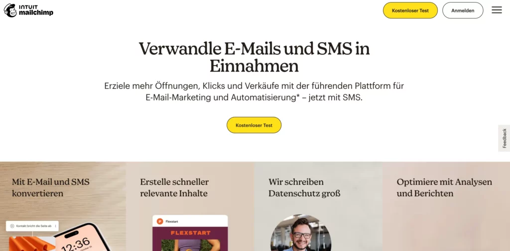 screenshot der hubspot-alternative mailchimp